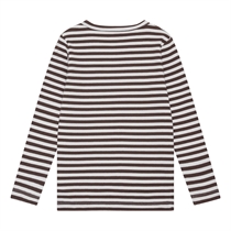 BIRKHOLM Stribet Rib Bluse Perfekt Hvid & Chokolade Brun